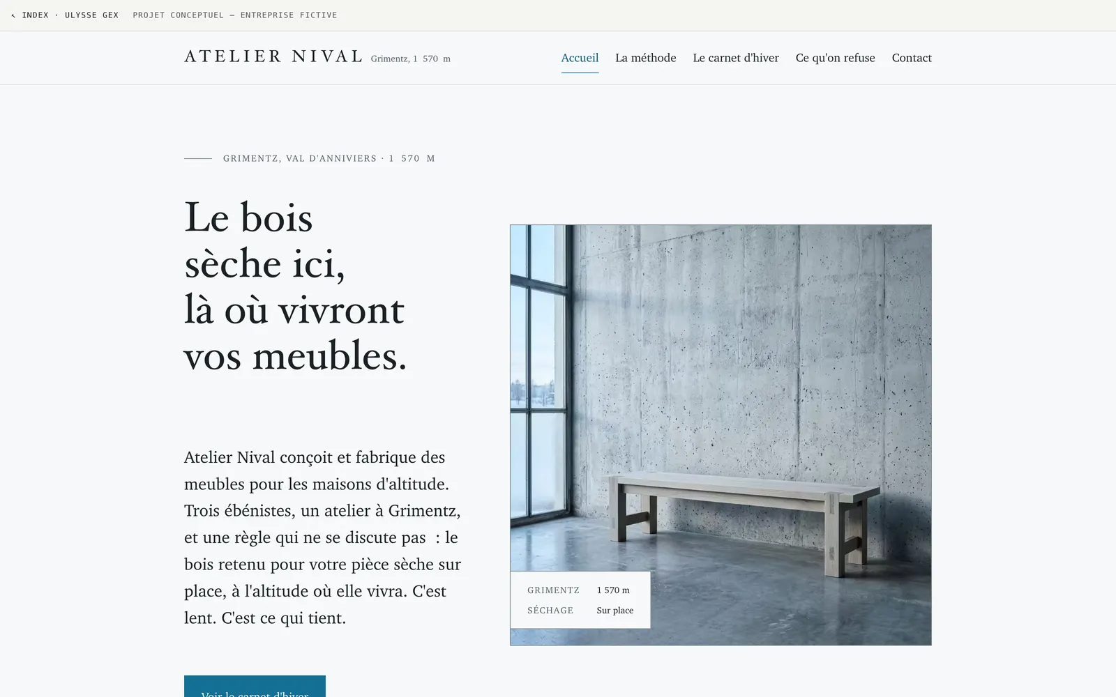 Page d’accueil du site Atelier Nival