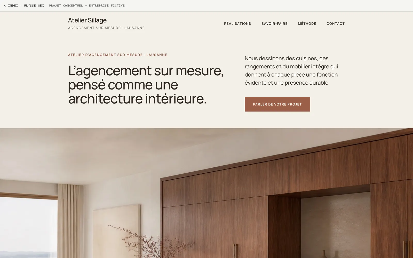 Page d’accueil du site Atelier Sillage
