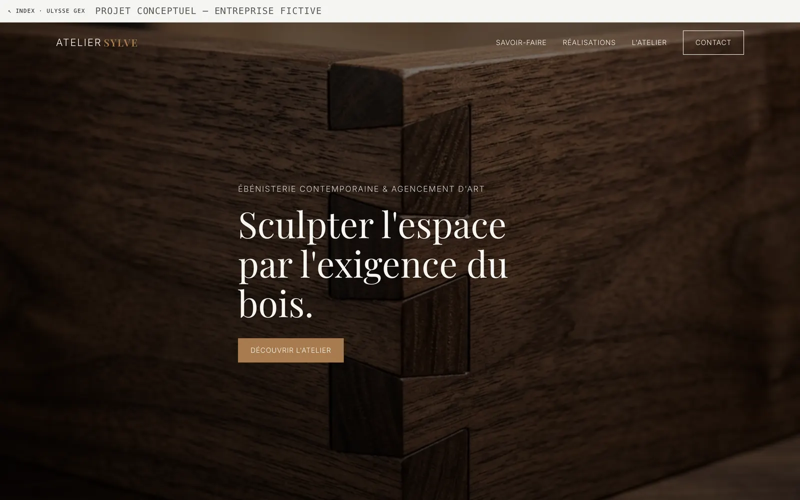 Page d’accueil du site Atelier Sylve
